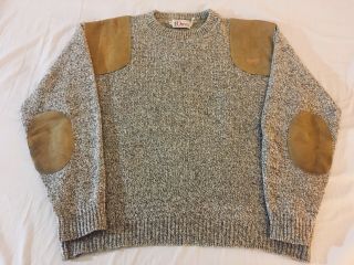 Vintage Orvis Large Wool Crew Neck Sweater Elbow Shoulder Patches Made In Usa