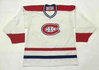 Vintage Ccm Nhl Montreal Canadiens Hockey Jersey White M Men Canada Embroidered