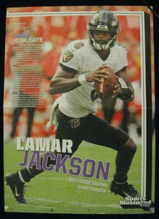 Lamar Jackson 2019 Si Kids Football Poster Baltimore Ravens Nfl Star Rare