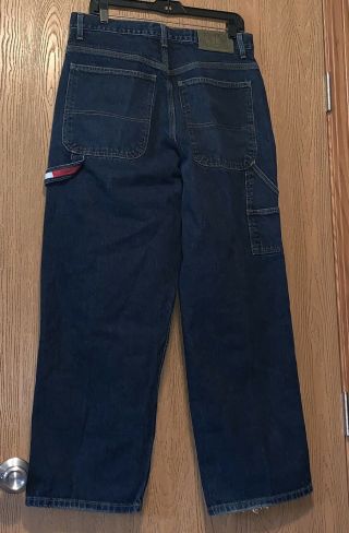 Vintage Tommy Hilfiger Cargo Jeans Wide Leg Skater Jeans Size 32 X 30 Guc E1250