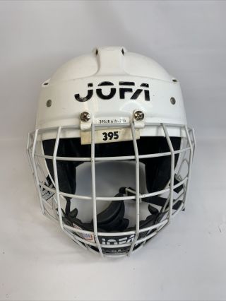 Vintage Jofa Hockey Helmet 395jr 6 1/2 - 7 1/4 White W/ Cage Made In Sweden