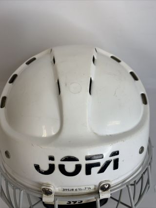 Vintage Jofa Hockey Helmet 395JR 6 1/2 - 7 1/4 White w/ Cage Made In Sweden 2
