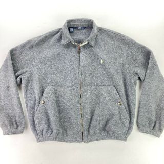 Vtg Polo Ralph Lauren Men’s Full Zip Fleece Jacket Gray • Large