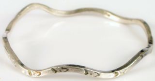 Vintage Designer Taxco Mexico Sterling Silver Bangle Bracelet Wavy Etched Design