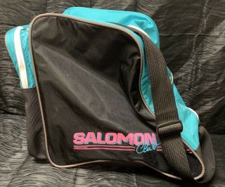 Vintage Salomon Club Ski Boot Bag Neon 80s Teal Black Hip Retro