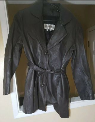 Vintage Deerskin Brown Leather Coat Jacket Womens Size 6 Guc