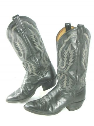 Tony Lama 2914 Cowboy Boots Sz 8 D Western Usa Made Vtg Black
