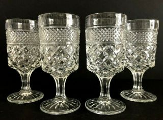 Vintage Set Of 4 Anchor Hocking Wexford Clear Glass 8 Oz Goblets