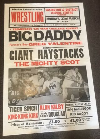 Vintage Wrestling Poster Big Daddy Giant Haystacks,  Kilby £19.  95 Start