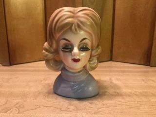 Vintage 1950s Mid Century Lady Head Vase Rubens 1125