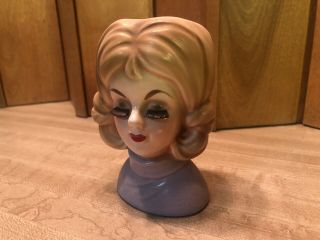 Vintage 1950s Mid Century Lady Head Vase Rubens 1125 3