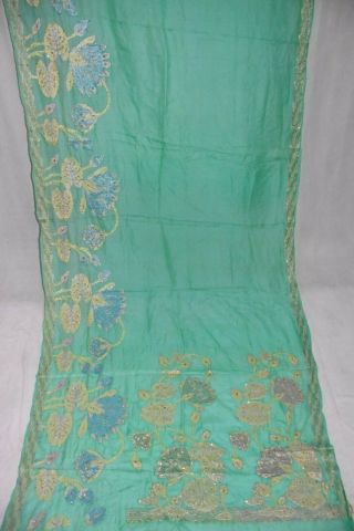 Vintage Multi - Color 100 Pure Tussar Silk Sari Flower Print Decor Saree Decor