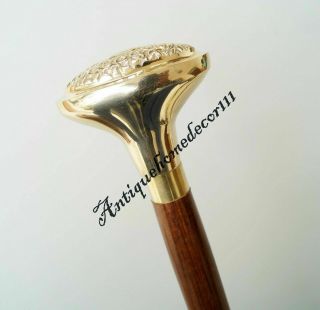Designer Wooden Walking Cane Stick Brass Egg Head Handle Victorian Style Gift