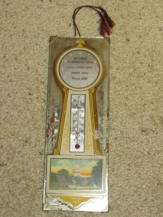 Vintage Souvenir Advertising Thermometer Echo Feeds Co - Op Assn,  Jenera,  Oh 10 In