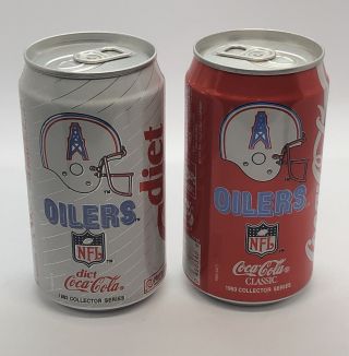 Classic & Diet Coca Cola 2 Cans 1993 Nfl Collector Series Houston Oilers
