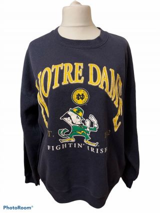 University Of Notre Dame - Vintage Crewneck 90s Jumper Sweater - Size Xl