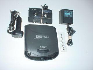 Vintage Sony Mega Bass Discman Portable Cd Player D - 141 W/ Power & Tape Adapter