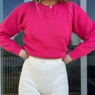 Vintage Talbots Pink 100 Cotton Knit Sweater Sz Small