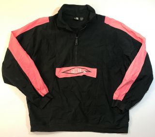 Vintage Gotcha Men’s 1/2 Zip Windbreaker Pullover Size L Neon Pink Black Jacket