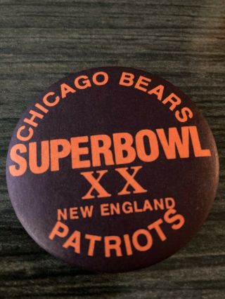 Bowl Xx Chicago Bears England Patriots Pin Button,  Pristine