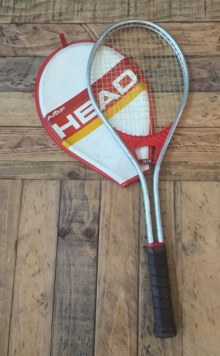 Head Amf Professional Aluminum Racquet,  4 5/8 " Grip Red Vintage 26.  5 " Long Cover