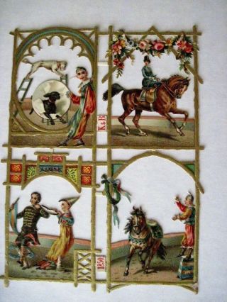 Vintage Die - Cuts W/circus Pictures Of Horses,  Dogs & Clowns