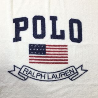 Polo Ralph Lauren Terrycloth Beach Towel Usa Flag 35x60 Vintage Made In Usa