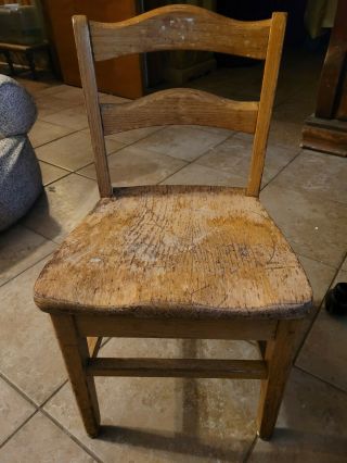 Wooden Vintage Solid Wood Childs School Chair 22 " X 13 " X 12 "
