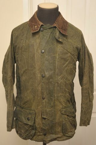 Vintage Barbour Beaufort A150 Wax Cotton Coat / Jacket Green 40 " / 102 Cm 696