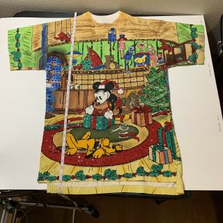 Vintage Disney Joujou T Shirt All Over Print Mickey Mouse Christmas L Sequins