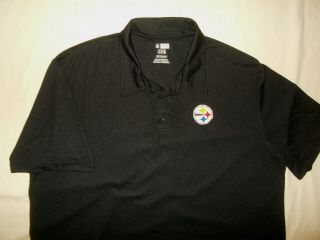 Nfl Pittsburgh Steelers Short Sleeve Black Polo Shirt Mens 2xl Cond.