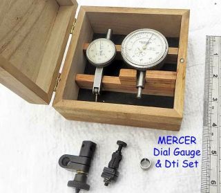 Vintage Cased Set Of Mercer No:183.  0005 " Dial Gauge & No: G301.  0005 " Dti,  Accs