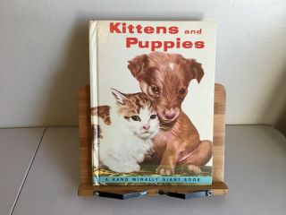 Vintage 1955 Kittens And Puppies - Rand Mcnally Giant Book 1st Edition