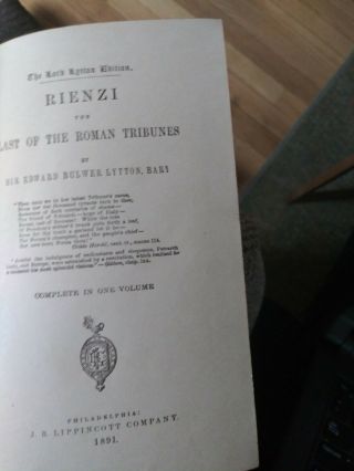 Rienzi the Last of the Roman Tribunes by Sir Edward Lytton (1891) 3