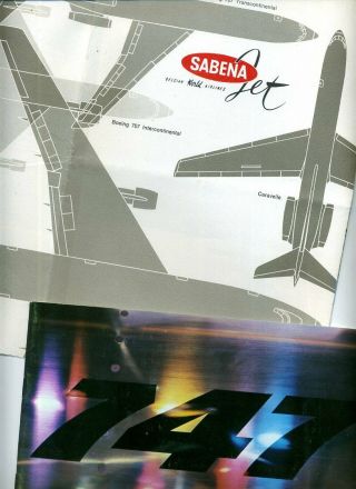 (2) Vintage 1970 Sabena Belgian World Airline Boeing 747 Introduction Brochures