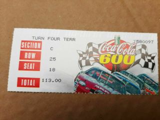 Nascar 2000 Charlotte Motor Speedway World 600 Ticket Stub Matt Kenseth Win