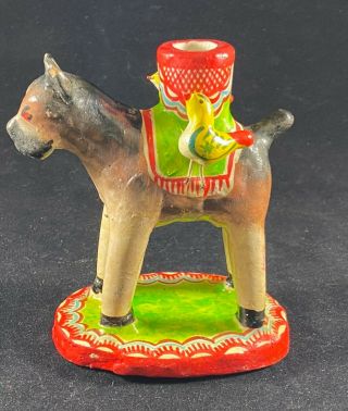 Vintage Mexican Folk Art Pottery,  Tree Of Life,  Candle Holder,  Bulldog W/ Birds
