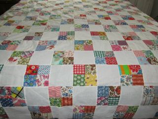 Vintage Patchwork Handmade Quilted Unfinished Topper 70 " X 86 "