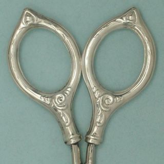 Vintage Sterling Silver Embroidery Scissors Spanish & Italian Mid 20th C