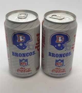 Diet Coca Cola 2 Cans 1993 Nfl Collector Series Denver Broncos