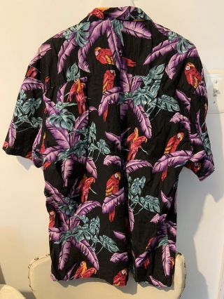 Vintage Hawaiian Shirt Men’s xl Paradise Found Black with Parrots Magnum PI 2