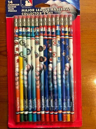 1993 Mlb 14 American League Team Pencils Still In Package