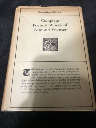 Complete Poetical Of Edmund Spenser Cambridge Edition