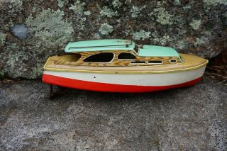 Vintage Marusan San Japan Tin Toy Boat Kingboat Wind Up