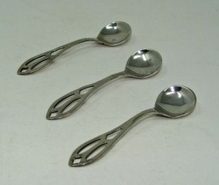 Vintage Set Of 3 Sterling Silver Salt Spoons Wow