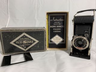Vintage Agfa Ansco Pb20 Plenax Folding Camera W/ Box And Instructions
