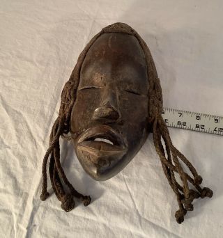 Vintage African Tribal Hand - Carved Wood Mask Wall Hanging 9.  5”