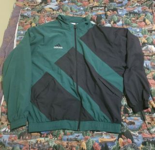 Vintage 90s Adidas Windbreaker Jacket Spell Out Color Block 3 Stripes Xl
