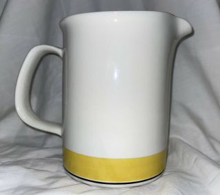 Vintage Arabia Finland Faenza 6” Pitcher White Yellow & Black Band Mcm Pottery