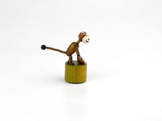 Vintage Wooden,  Wakouwa Push Puppet Toy,  Monkey,  Tofa.  Czechoslovakia.